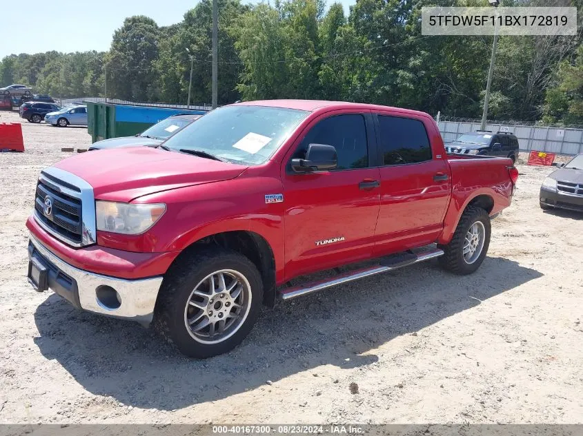 5TFDW5F11BX172819 2011 Toyota Tundra Grade 5.7L V8