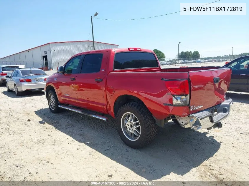 2011 Toyota Tundra Grade 5.7L V8 VIN: 5TFDW5F11BX172819 Lot: 40167300