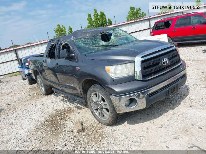 2011 Toyota Tundra Grade 5.7L V8 VIN: 5TFUW5F16BX190653 Lot: 40180897