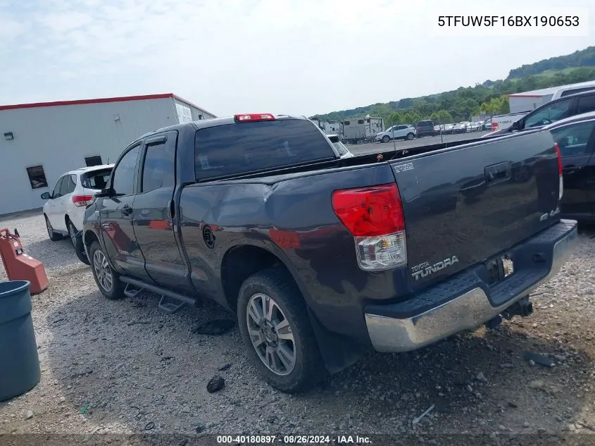 2011 Toyota Tundra Grade 5.7L V8 VIN: 5TFUW5F16BX190653 Lot: 40180897