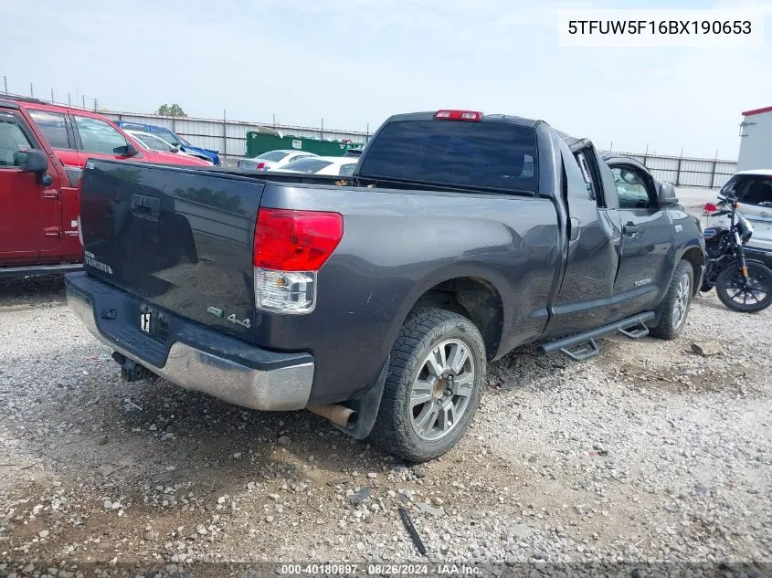 2011 Toyota Tundra Grade 5.7L V8 VIN: 5TFUW5F16BX190653 Lot: 40180897