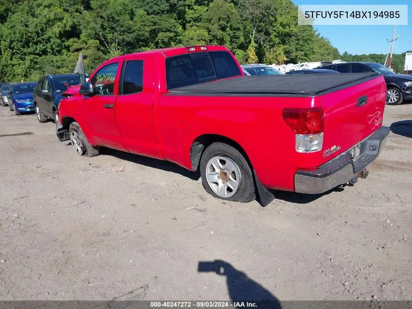 2011 Toyota Tundra Grade 5.7L V8 VIN: 5TFUY5F14BX194985 Lot: 40247272