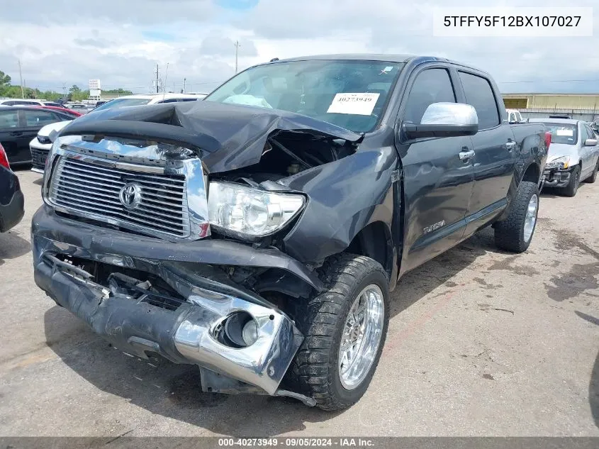 2011 Toyota Tundra Crewmax Limited VIN: 5TFFY5F12BX107027 Lot: 40273949