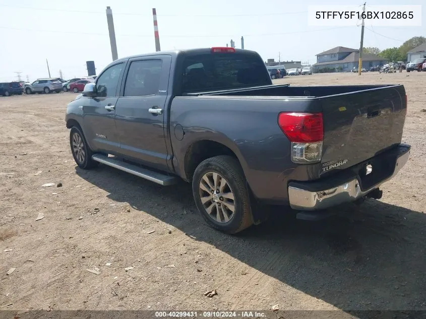 2011 Toyota Tundra Limited 5.7L V8 VIN: 5TFFY5F16BX102865 Lot: 40299431