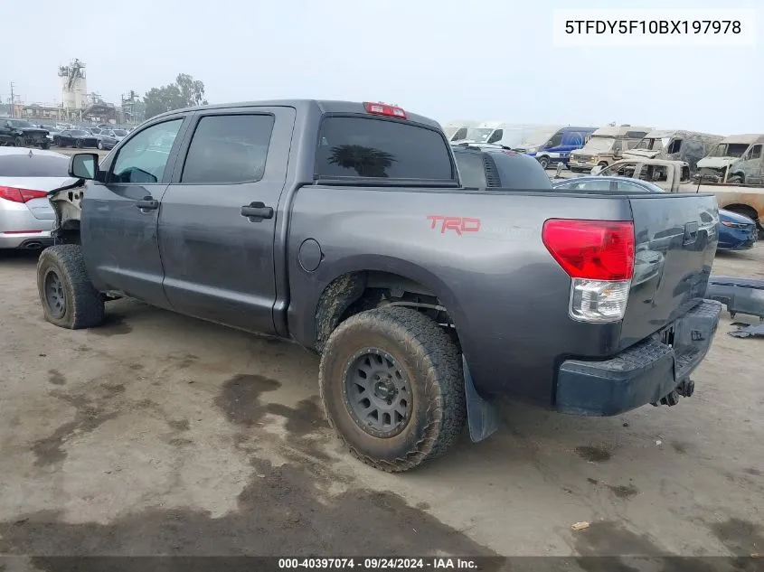 2011 Toyota Tundra Grade 5.7L V8 VIN: 5TFDY5F10BX197978 Lot: 40397074