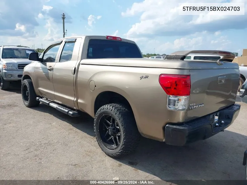 2011 Toyota Tundra Grade V6 VIN: 5TFRU5F15BX024703 Lot: 40426566