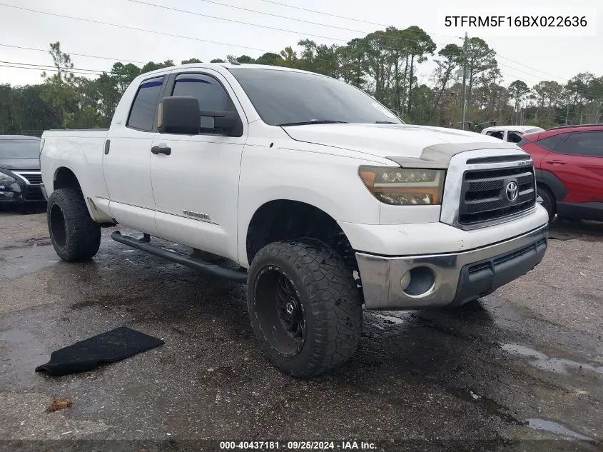 2011 Toyota Tundra Grade 4.6L V8 VIN: 5TFRM5F16BX022636 Lot: 40437181