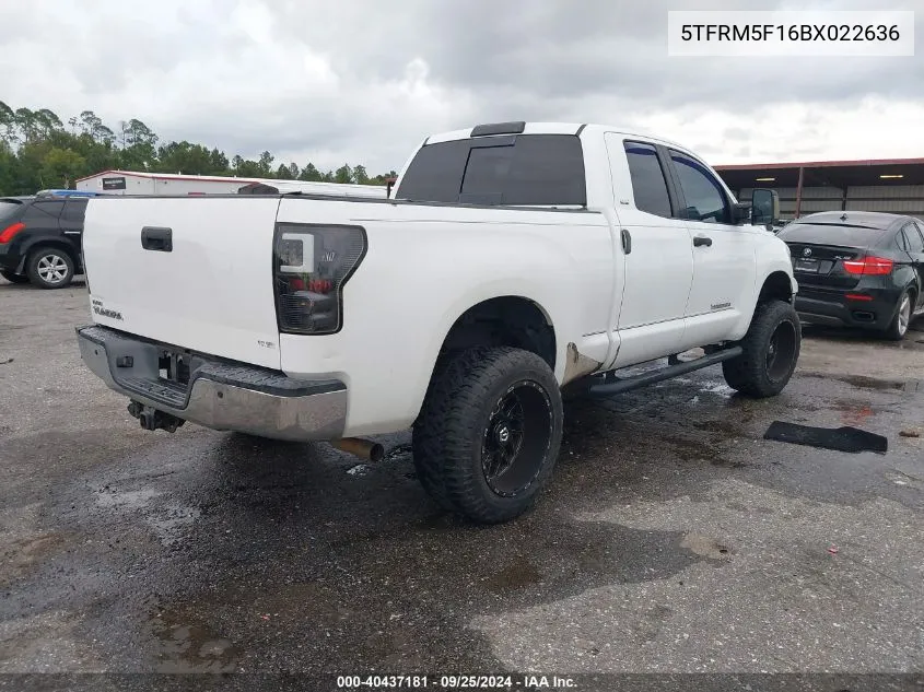 2011 Toyota Tundra Grade 4.6L V8 VIN: 5TFRM5F16BX022636 Lot: 40437181