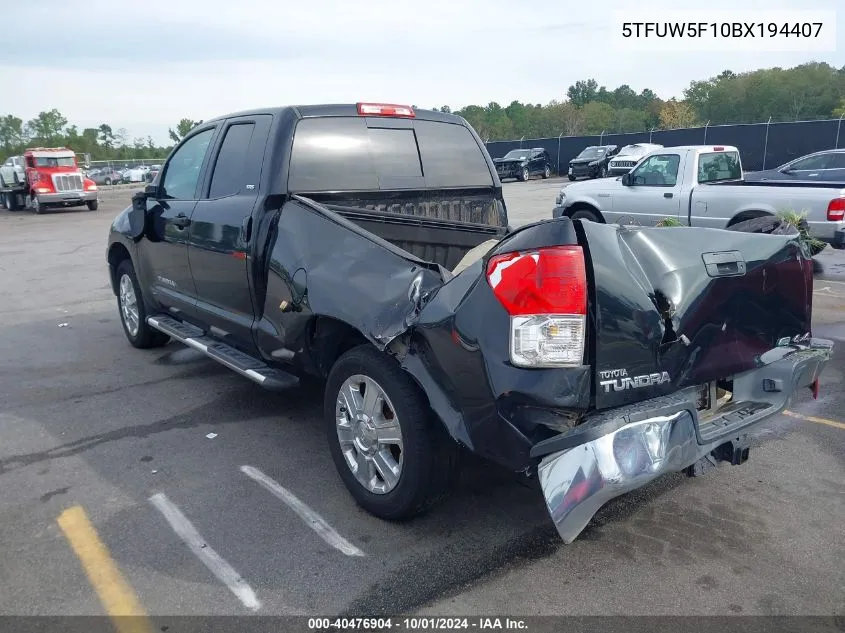 2011 Toyota Tundra Double Cab Sr5 VIN: 5TFUW5F10BX194407 Lot: 40476904