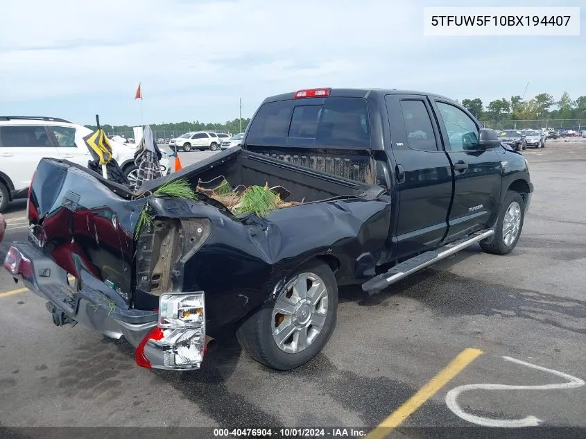 2011 Toyota Tundra Grade 5.7L V8 VIN: 5TFUW5F10BX194407 Lot: 40476904