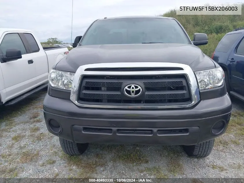 2011 Toyota Tundra Double Cab Sr5 VIN: 5TFUW5F15BX206003 Lot: 40493335