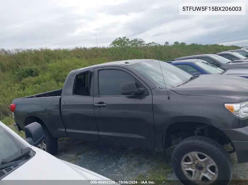 2011 Toyota Tundra Double Cab Sr5 VIN: 5TFUW5F15BX206003 Lot: 40493335