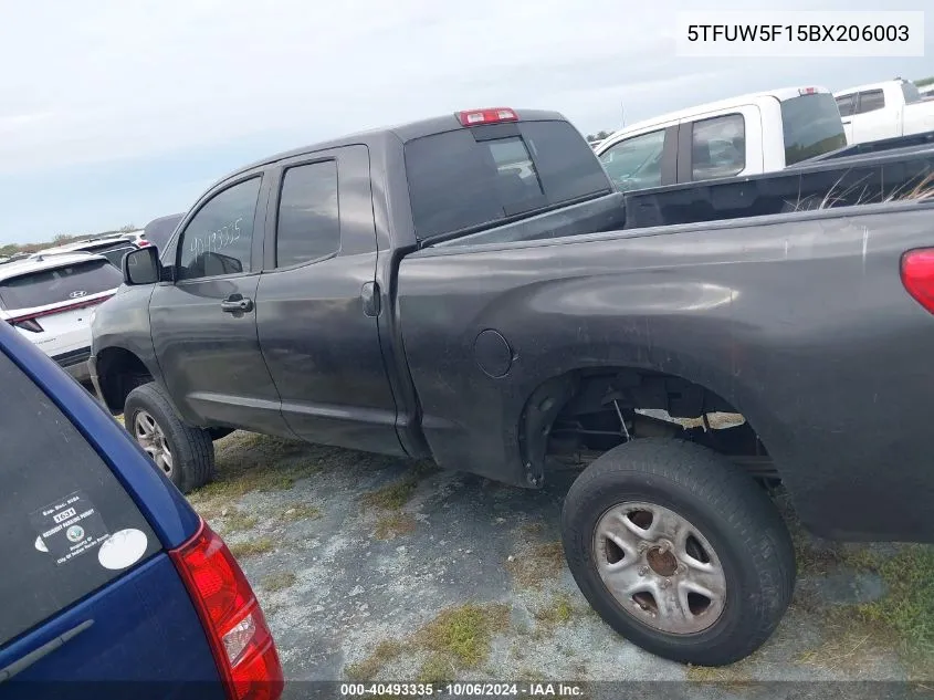 2011 Toyota Tundra Double Cab Sr5 VIN: 5TFUW5F15BX206003 Lot: 40493335