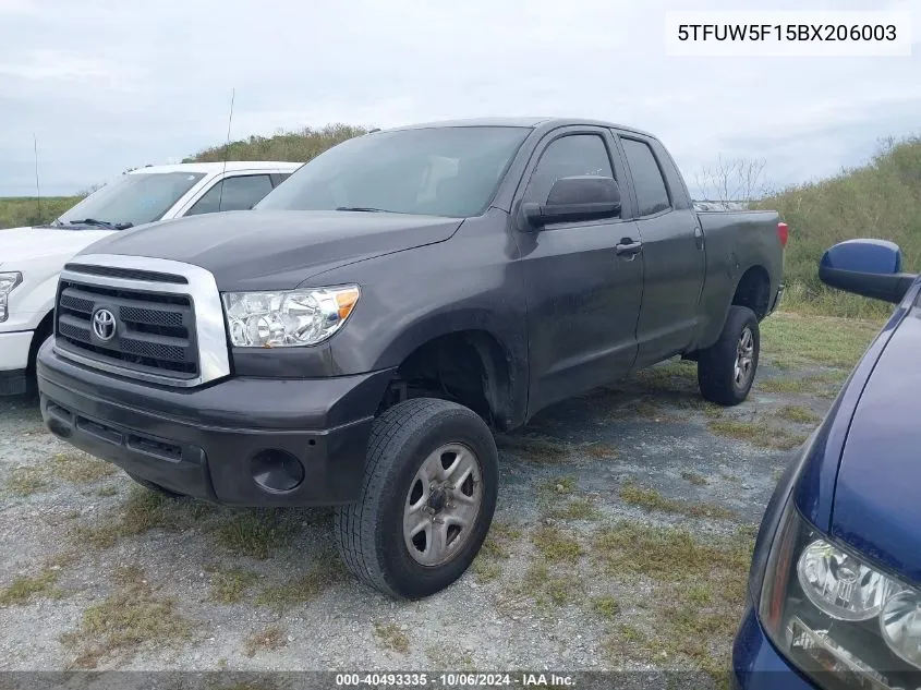 2011 Toyota Tundra Double Cab Sr5 VIN: 5TFUW5F15BX206003 Lot: 40493335