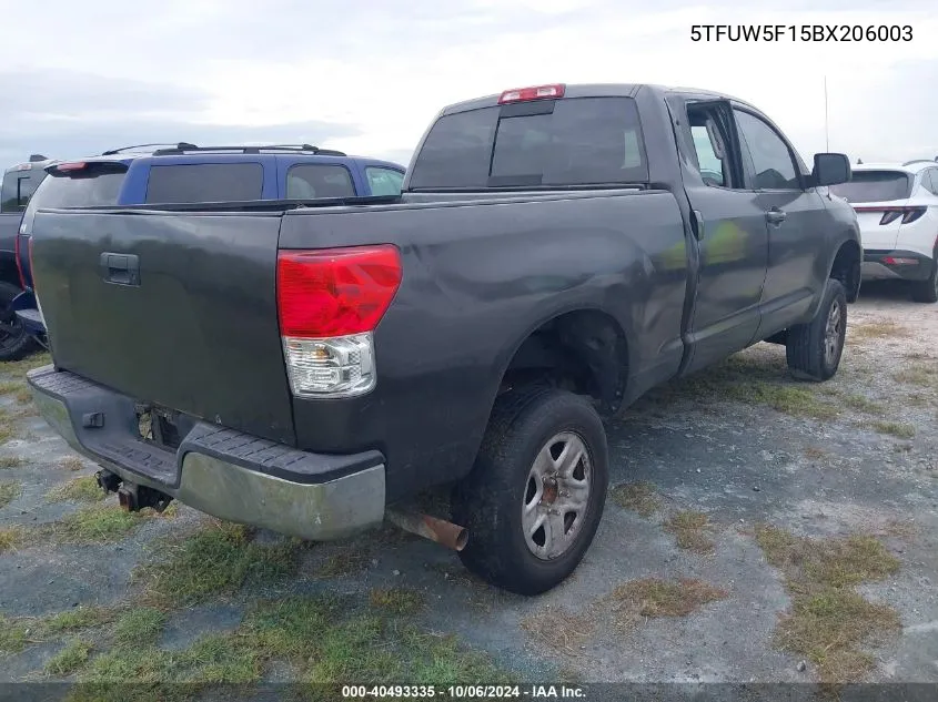 2011 Toyota Tundra Double Cab Sr5 VIN: 5TFUW5F15BX206003 Lot: 40493335