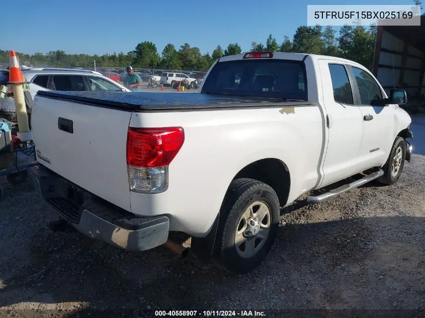 2011 Toyota Tundra Grade V6 VIN: 5TFRU5F15BX025169 Lot: 40558907