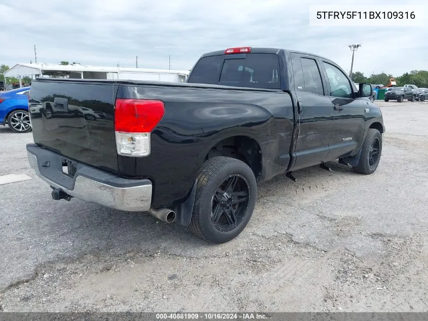 2011 Toyota Tundra Grade 5.7L V8 VIN: 5TFRY5F11BX109316 Lot: 40581909