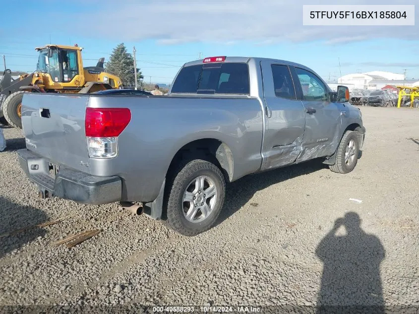 2011 Toyota Tundra Double Cab Sr5 VIN: 5TFUY5F16BX185804 Lot: 40588293