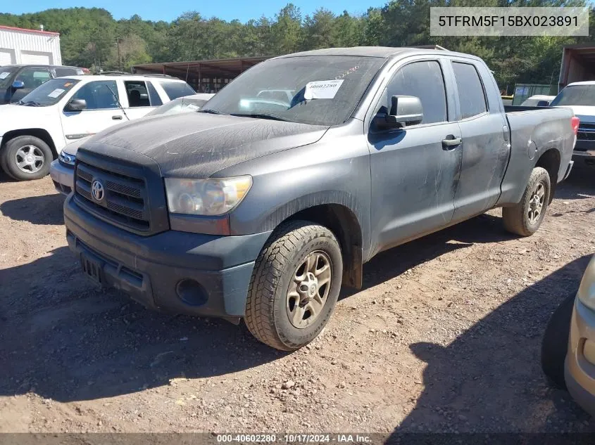 2011 Toyota Tundra Grade 4.6L V8 VIN: 5TFRM5F15BX023891 Lot: 40602280