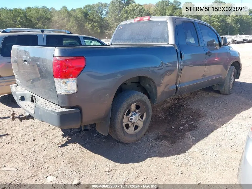 2011 Toyota Tundra Grade 4.6L V8 VIN: 5TFRM5F15BX023891 Lot: 40602280