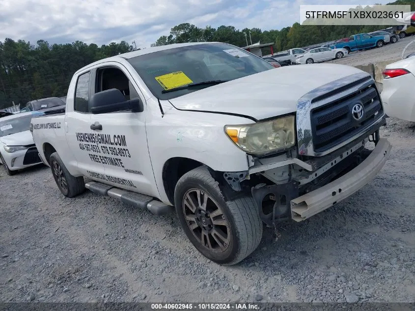 2011 Toyota Tundra Grade 4.6L V8 VIN: 5TFRM5F1XBX023661 Lot: 40602945