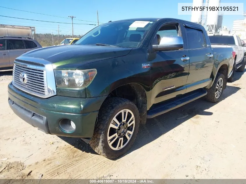 2011 Toyota Tundra Limited 5.7L V8 VIN: 5TFHY5F19BX195521 Lot: 40619007