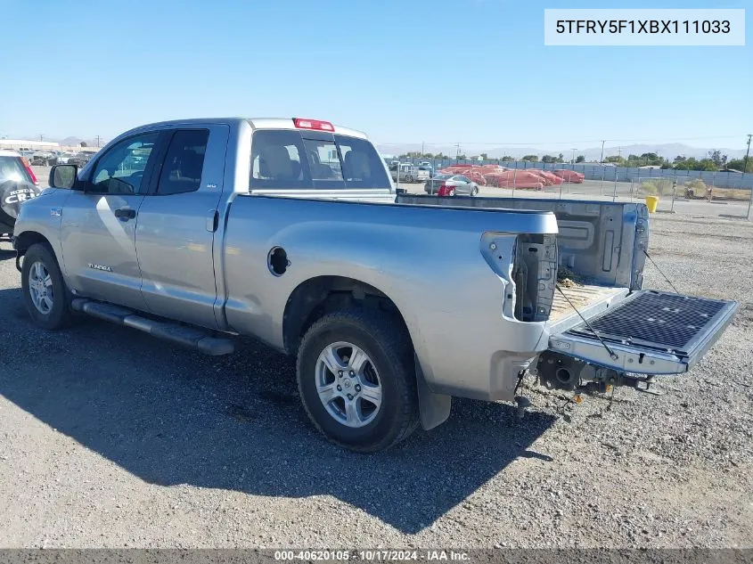 2011 Toyota Tundra Grade 5.7L V8 VIN: 5TFRY5F1XBX111033 Lot: 40620105