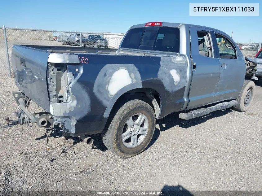 2011 Toyota Tundra Grade 5.7L V8 VIN: 5TFRY5F1XBX111033 Lot: 40620105