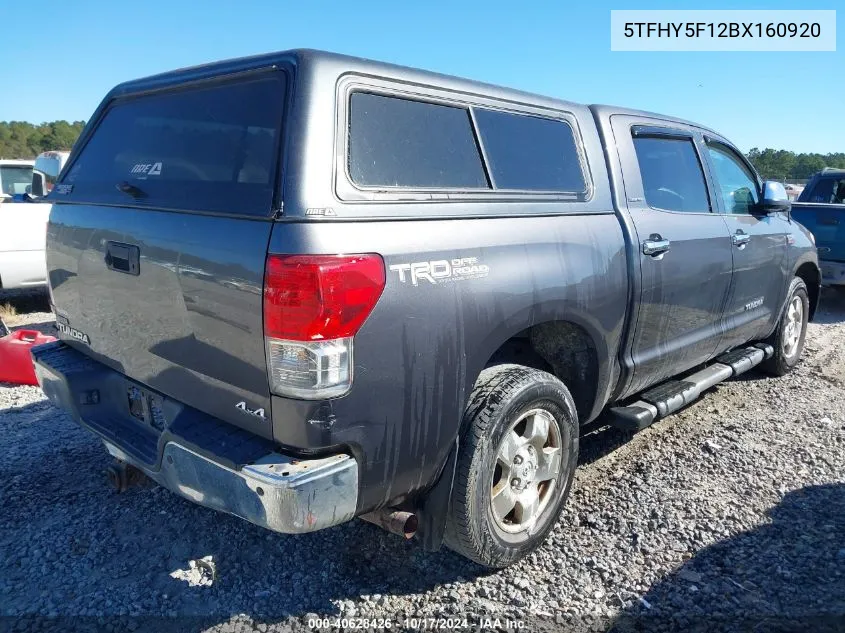 2011 Toyota Tundra Limited 5.7L V8 VIN: 5TFHY5F12BX160920 Lot: 40628426