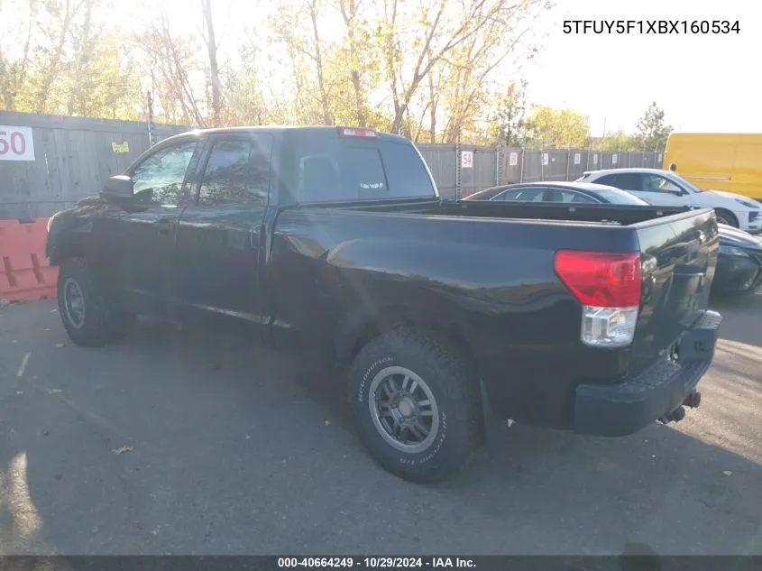 2011 Toyota Tundra Grade 5.7L V8 VIN: 5TFUY5F1XBX160534 Lot: 40664249