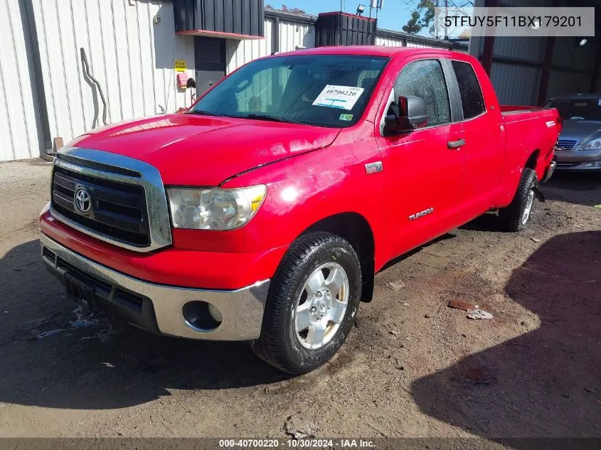 2011 Toyota Tundra Grade 5.7L V8 VIN: 5TFUY5F11BX179201 Lot: 40700220