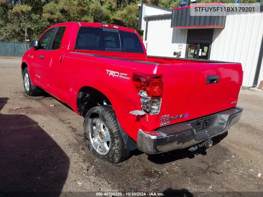 2011 Toyota Tundra Grade 5.7L V8 VIN: 5TFUY5F11BX179201 Lot: 40700220