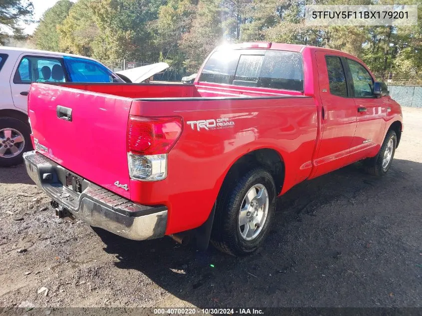 2011 Toyota Tundra Grade 5.7L V8 VIN: 5TFUY5F11BX179201 Lot: 40700220