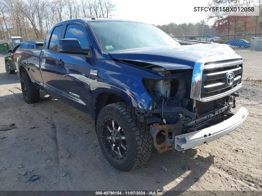 2011 Toyota Tundra Grade 5.7L V8 VIN: 5TFCY5F15BX012058 Lot: 40790154