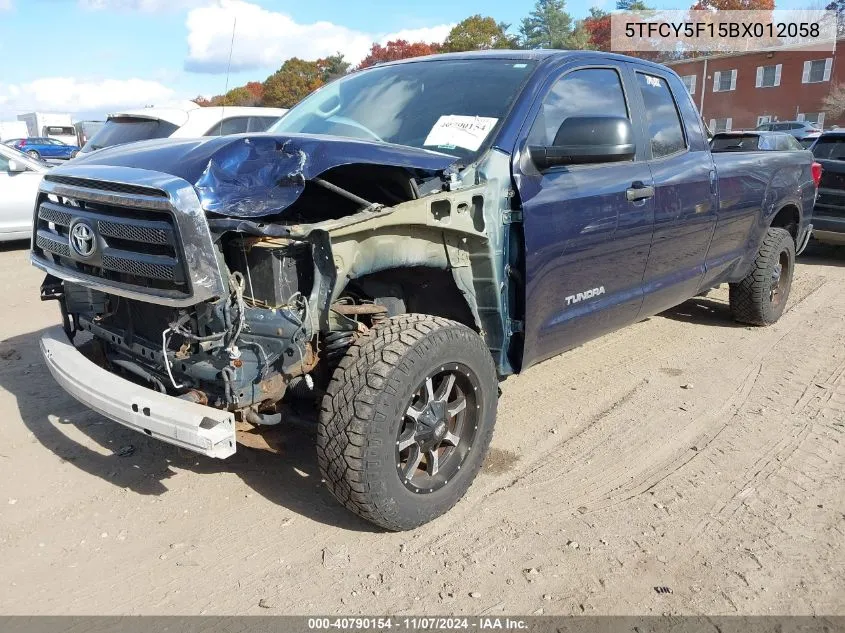 2011 Toyota Tundra Grade 5.7L V8 VIN: 5TFCY5F15BX012058 Lot: 40790154