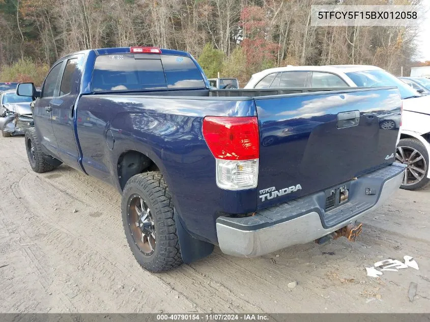 2011 Toyota Tundra Grade 5.7L V8 VIN: 5TFCY5F15BX012058 Lot: 40790154