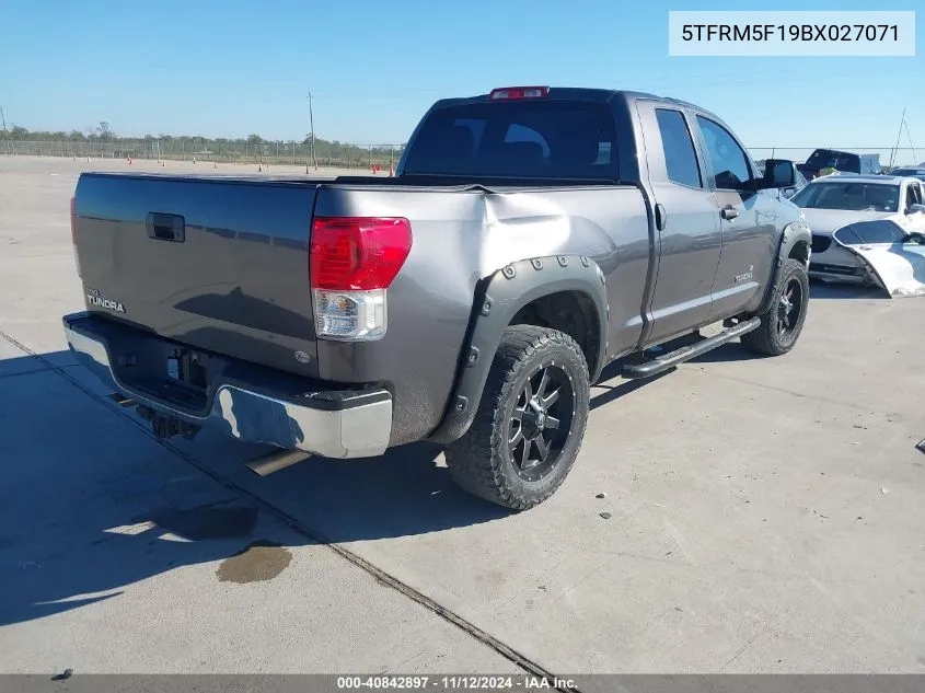 2011 Toyota Tundra Grade 4.6L V8 VIN: 5TFRM5F19BX027071 Lot: 40842897