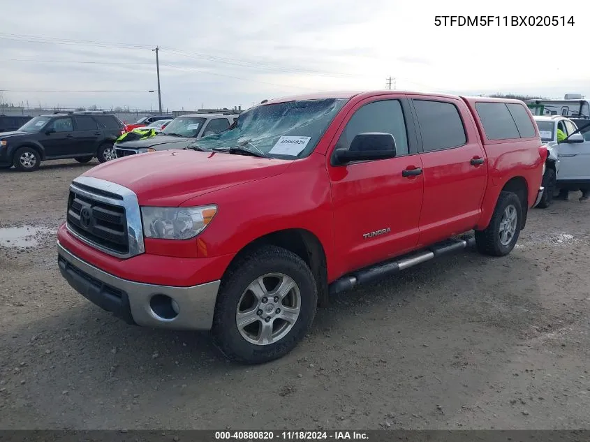 2011 Toyota Tundra Grade 4.6L V8 VIN: 5TFDM5F11BX020514 Lot: 40880820