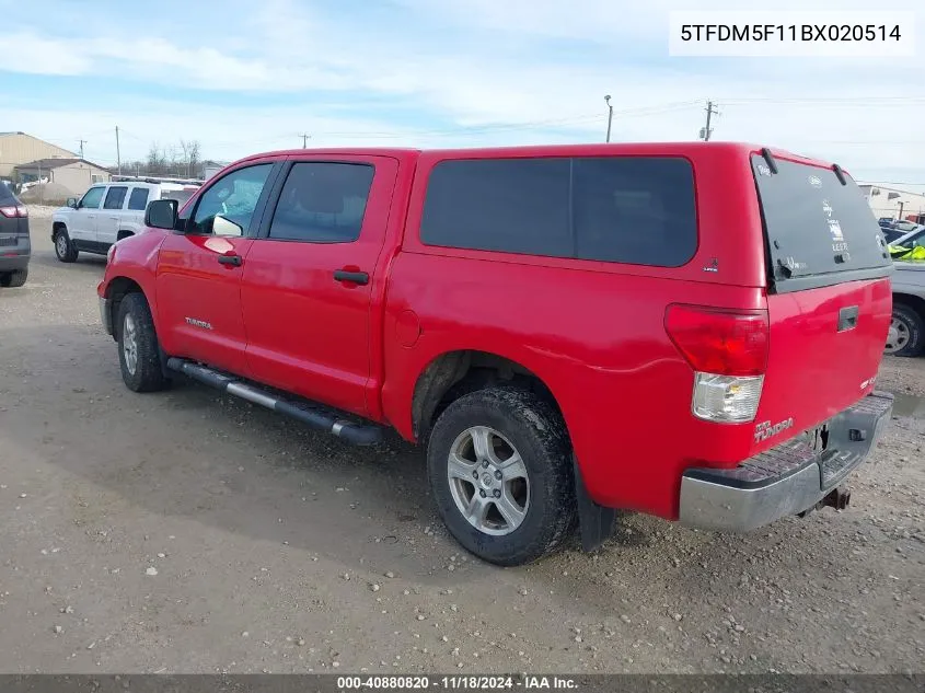 2011 Toyota Tundra Grade 4.6L V8 VIN: 5TFDM5F11BX020514 Lot: 40880820