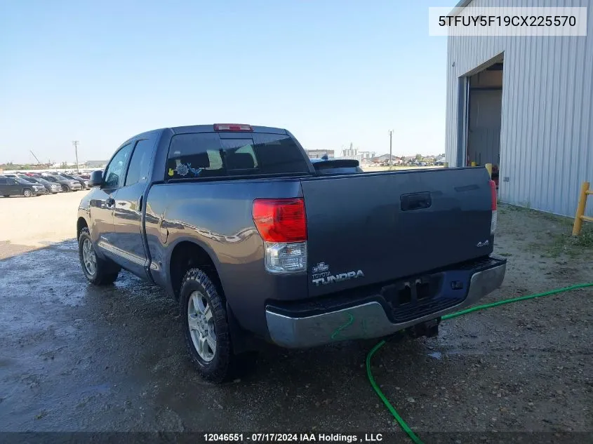 2012 Toyota Tundra Double Cab Sr5 VIN: 5TFUY5F19CX225570 Lot: 12046551