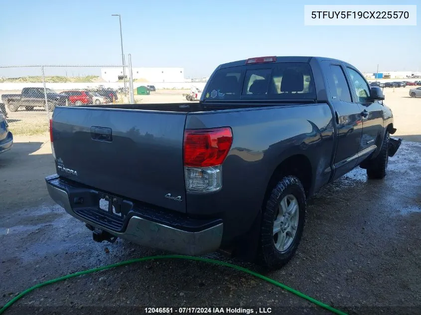 2012 Toyota Tundra Double Cab Sr5 VIN: 5TFUY5F19CX225570 Lot: 12046551