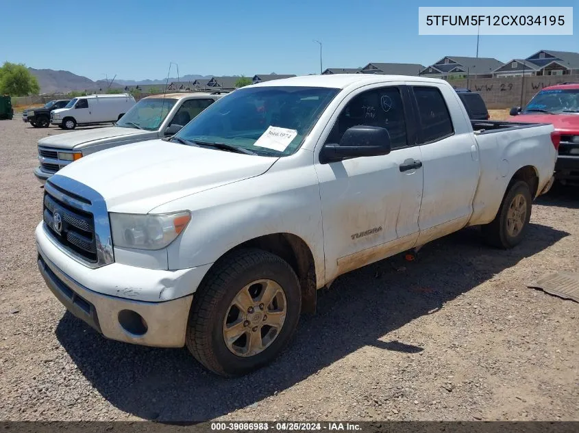 2012 Toyota Tundra Grade 4.6L V8 VIN: 5TFUM5F12CX034195 Lot: 39086983