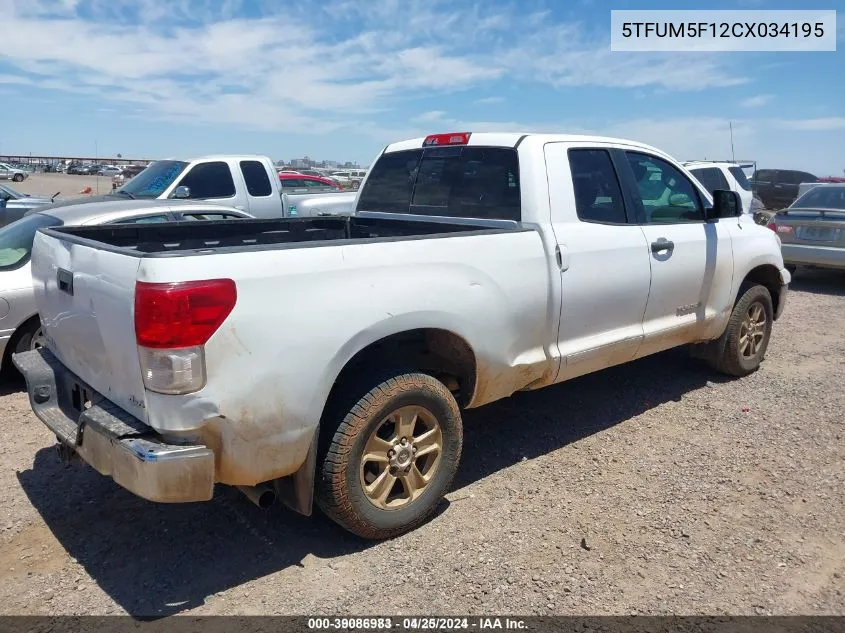 5TFUM5F12CX034195 2012 Toyota Tundra Grade 4.6L V8