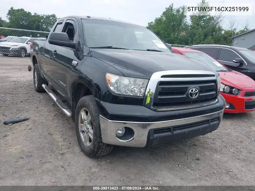 2012 Toyota Tundra Double Cab Sr5 VIN: 5TFUW5F16CX251999 Lot: 39813423