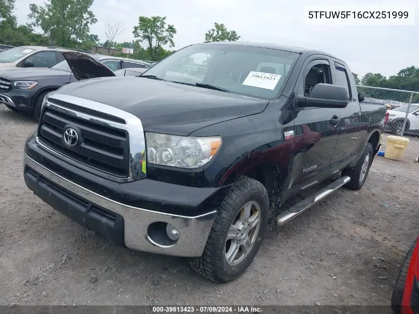 2012 Toyota Tundra Double Cab Sr5 VIN: 5TFUW5F16CX251999 Lot: 39813423