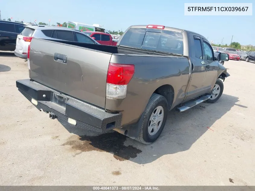 2012 Toyota Tundra Grade 4.6L V8 VIN: 5TFRM5F11CX039667 Lot: 40041373