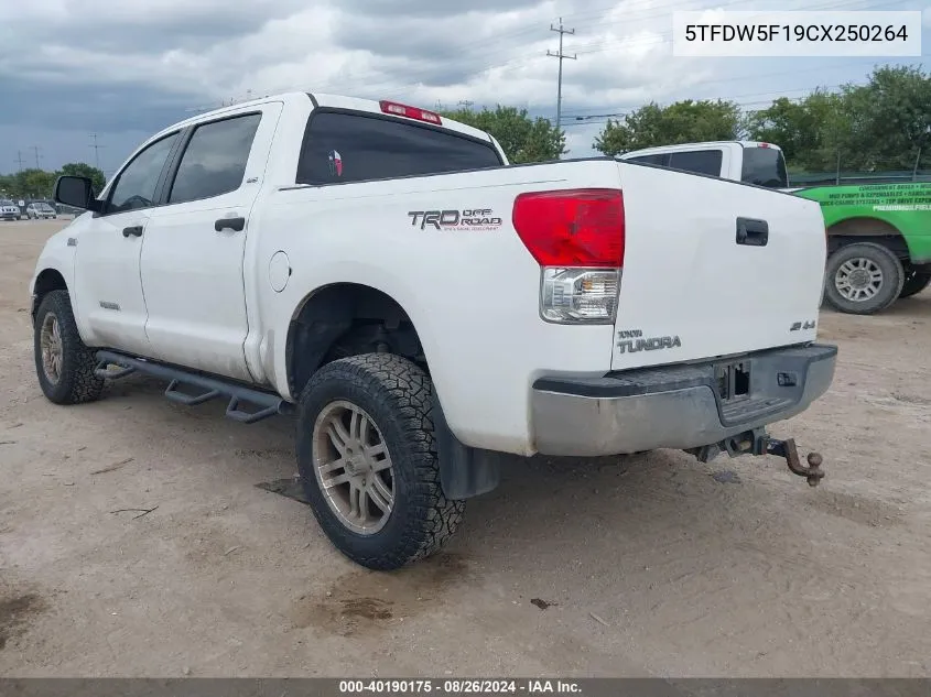 2012 Toyota Tundra Grade 5.7L V8 VIN: 5TFDW5F19CX250264 Lot: 40190175