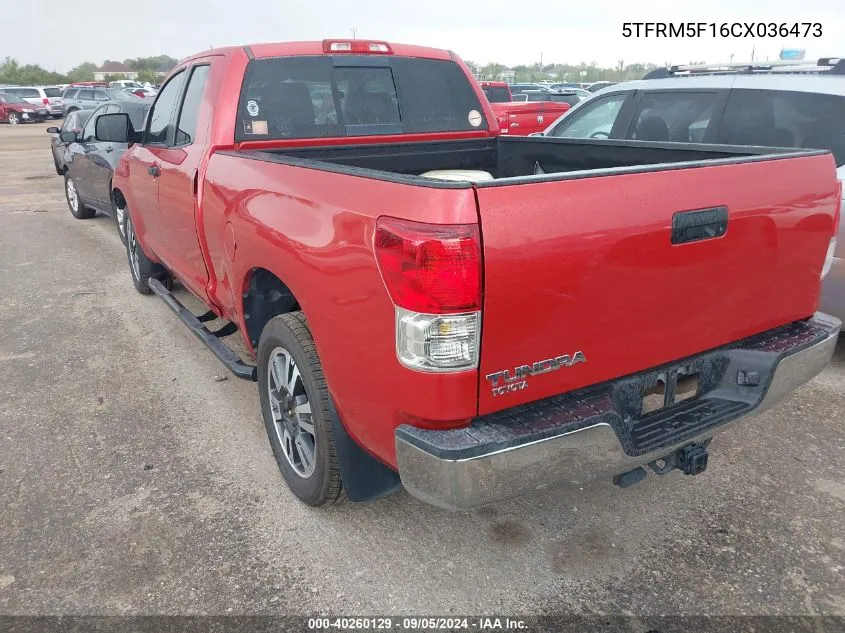 2012 Toyota Tundra Grade 4.6L V8 VIN: 5TFRM5F16CX036473 Lot: 40260129