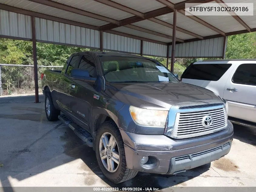 2012 Toyota Tundra Limited 5.7L V8 VIN: 5TFBY5F13CX259186 Lot: 40299223