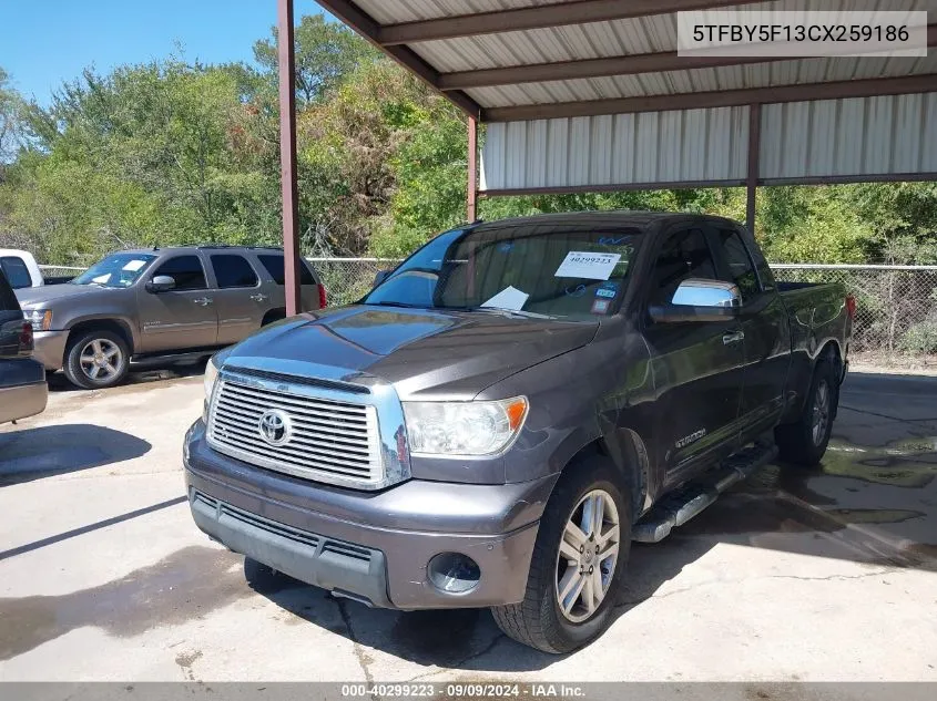 2012 Toyota Tundra Limited 5.7L V8 VIN: 5TFBY5F13CX259186 Lot: 40299223